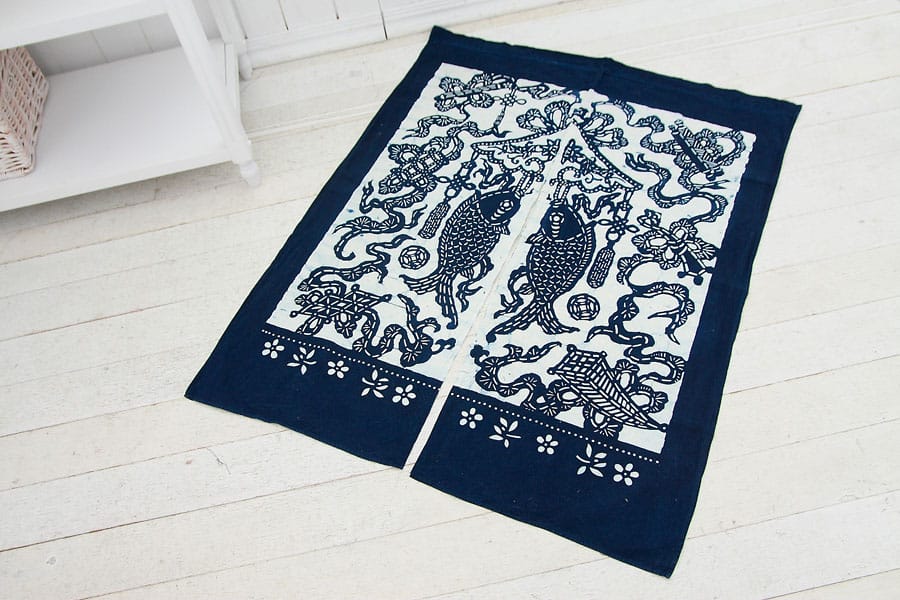 藍染年年有餘門簾