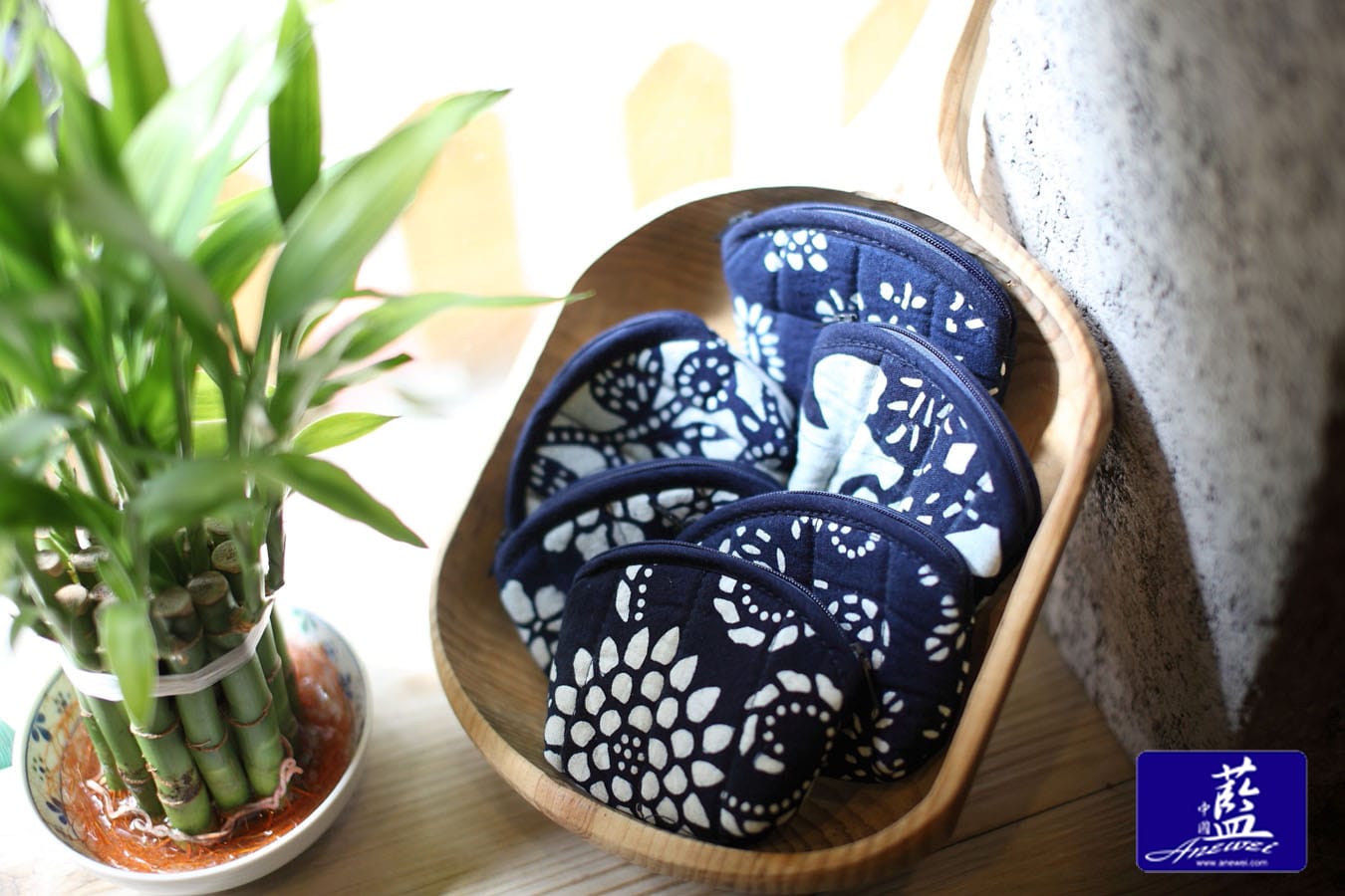 藍染夾棉小零錢包