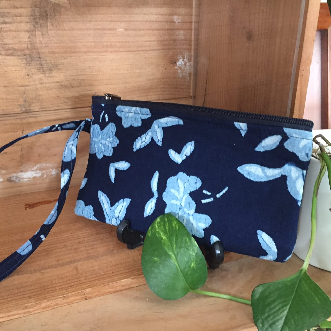 藍染夾棉長夾/存摺包