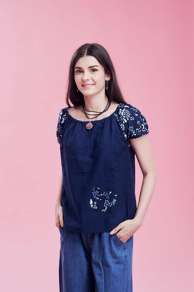 藍染藍素布娃娃裝