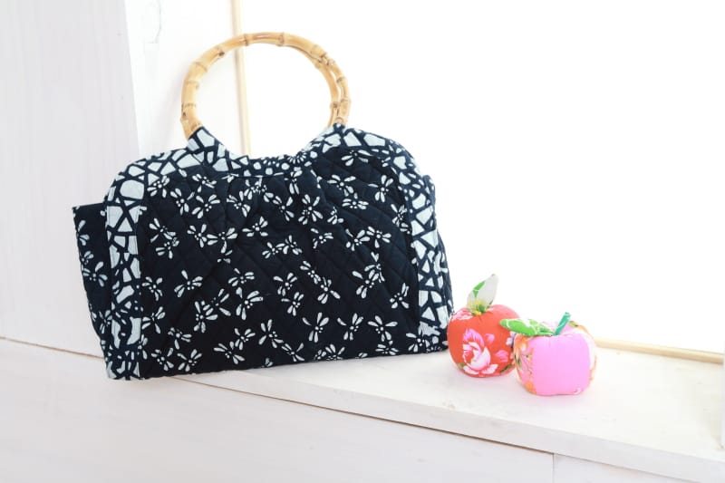 客家藍染竹柄包