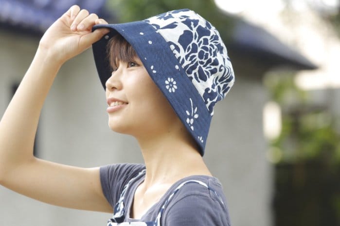 藍染手工雙面漁夫帽