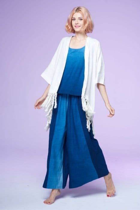 藍染漸層染寬褲