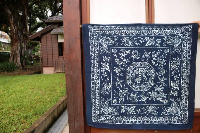 藍染喜上梅梢雙面中方巾