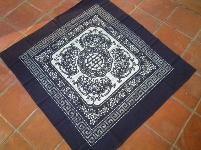 藍染四福臨門大方巾