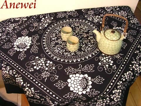 藍染花開富貴雙面方巾