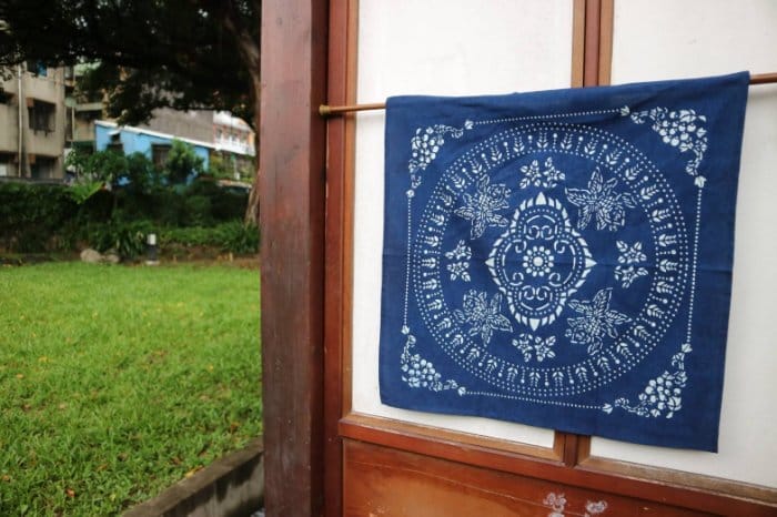 藍染萬事如意雙面方巾