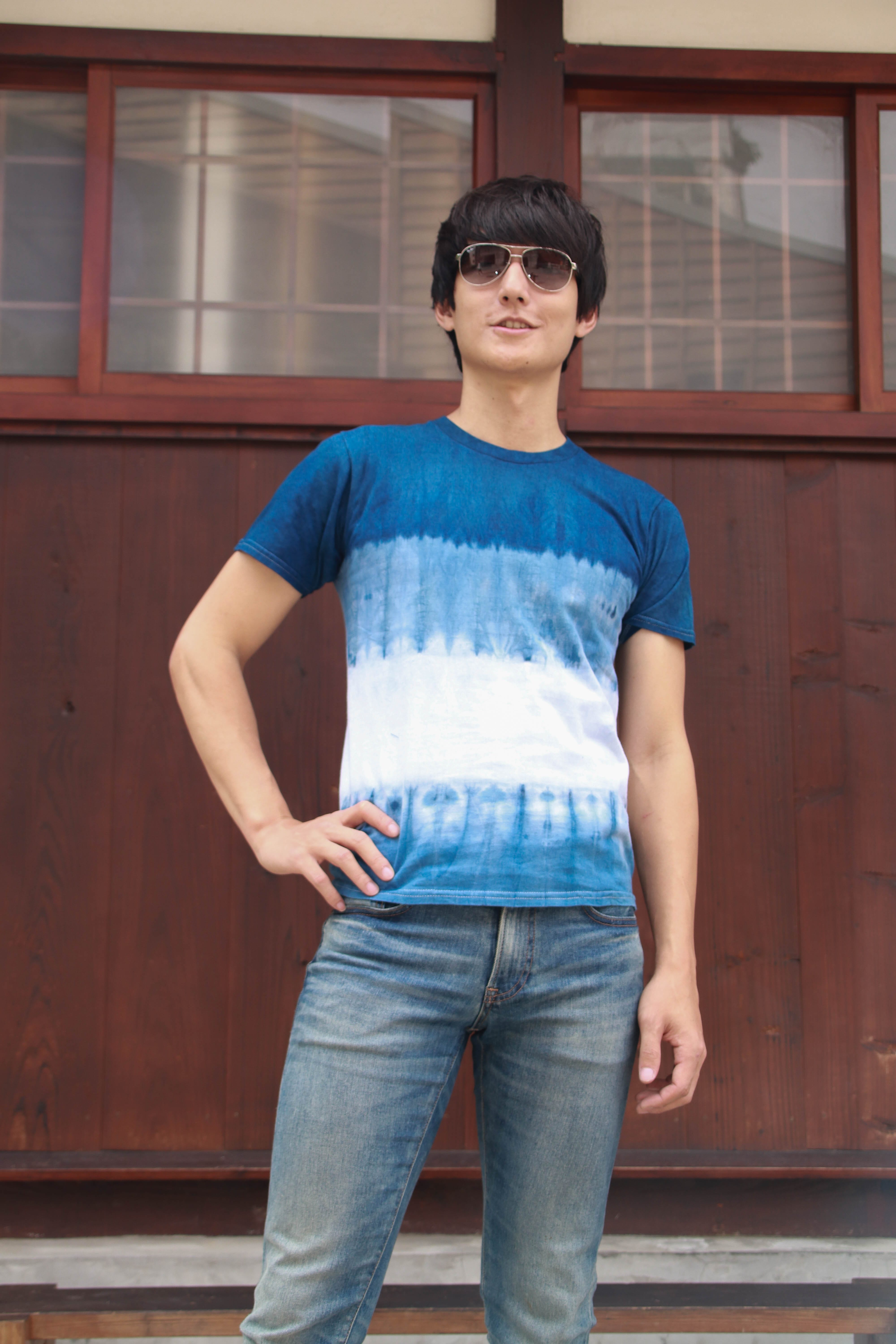 手工綁染條紋上衣