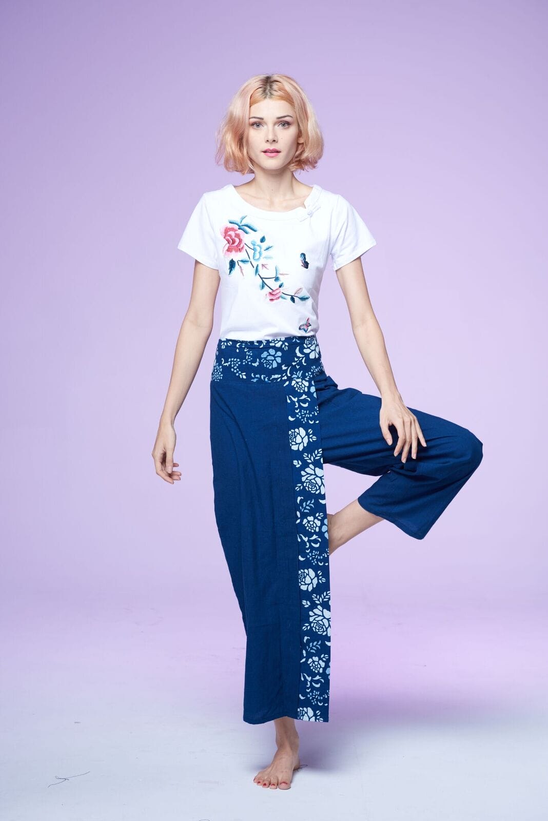 藍染褲裙-前平口後鬆緊