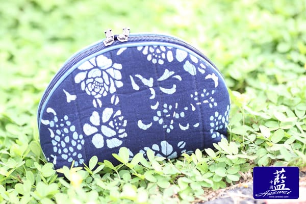 藍染三色玫瑰化妝包
