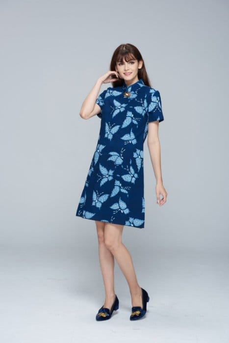 藍染大蝴蝶旗袍