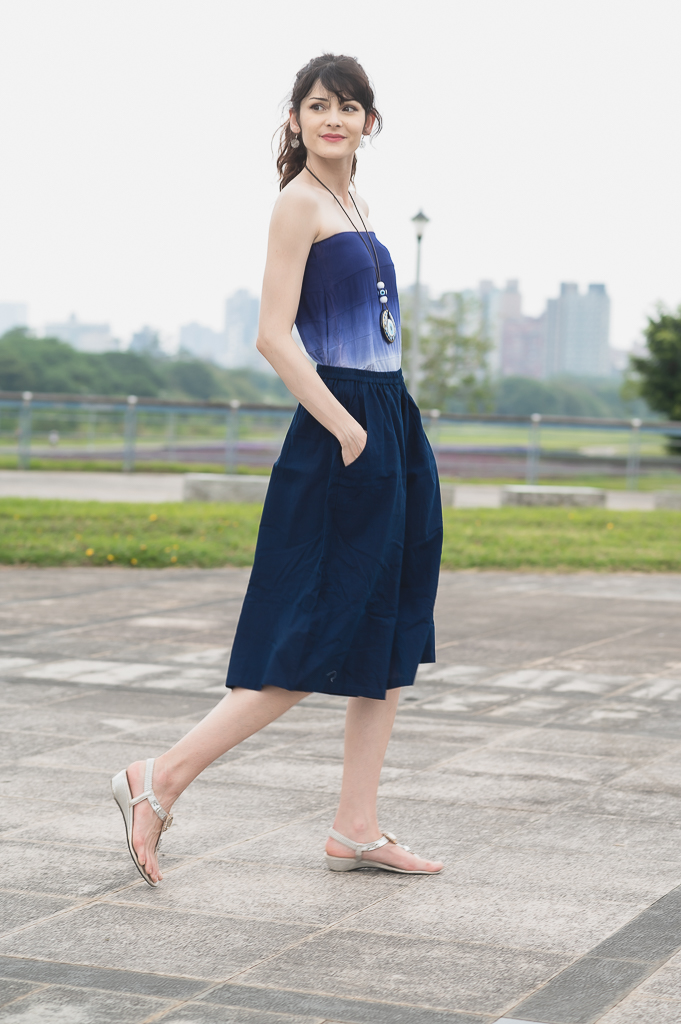 藍染超涼五分褲/寬褲/褲裙-三峽-