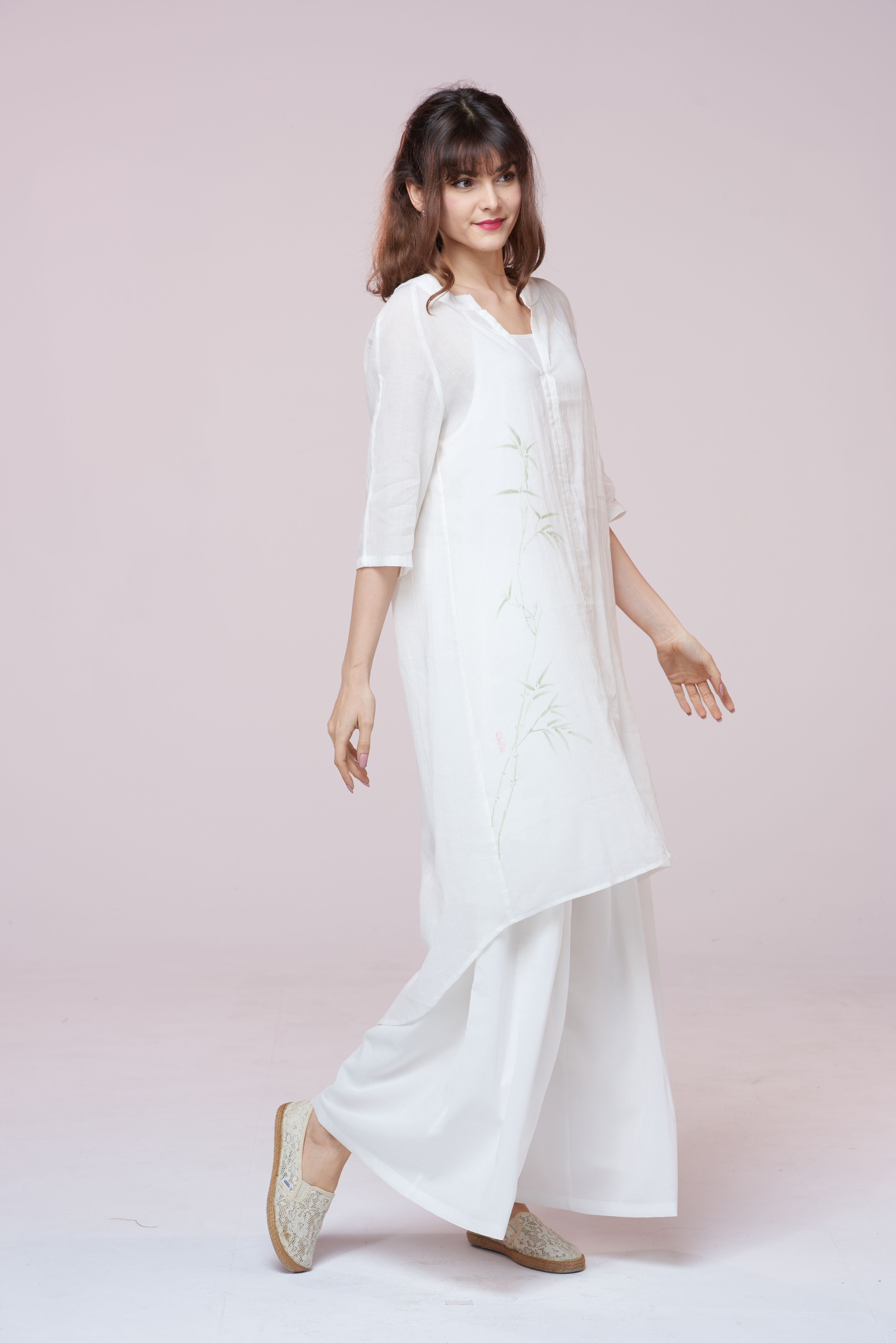 V領手繪棉長衫長上衣 三峽