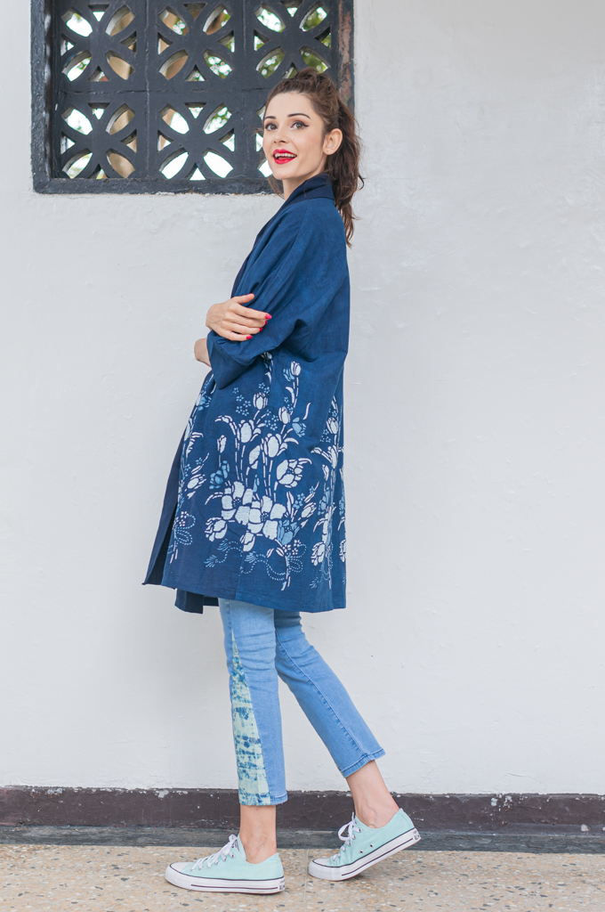 藍染鬱金香外罩衫.外套