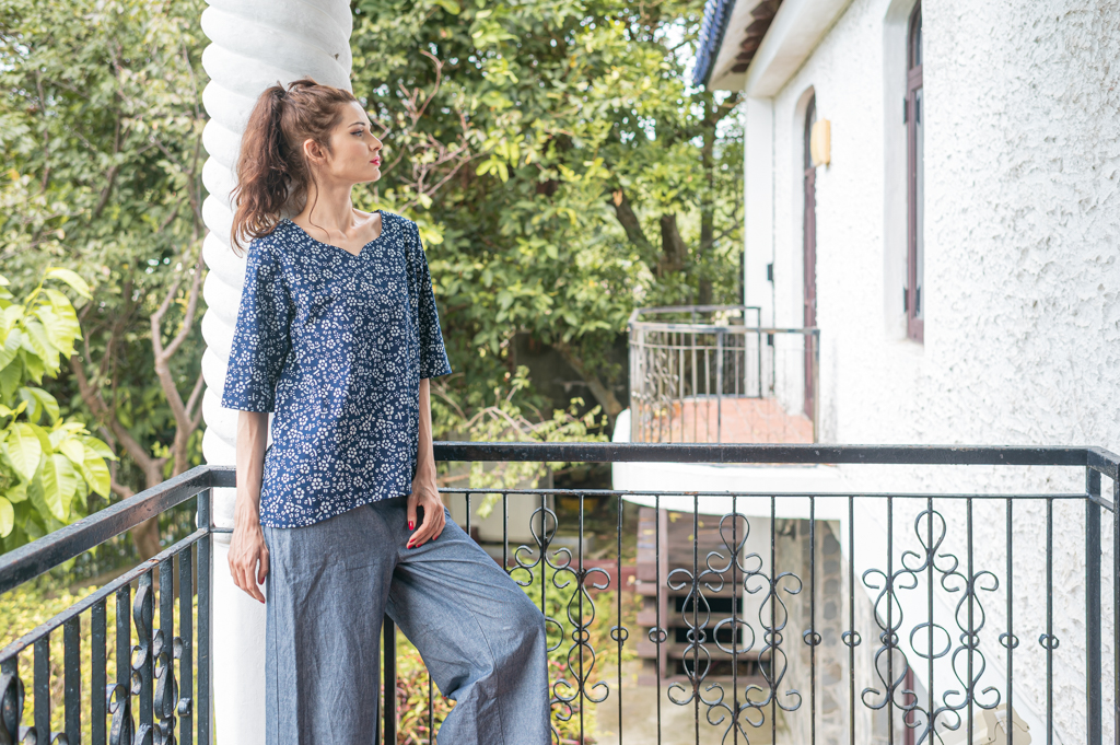 中國藍anewei 輕古典時尚藍染 客家花布 棉麻 旗袍 創新中國風衣飾