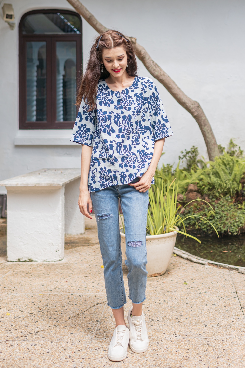 中國藍anewei 輕古典時尚藍染 客家花布 棉麻 旗袍 創新中國風衣飾