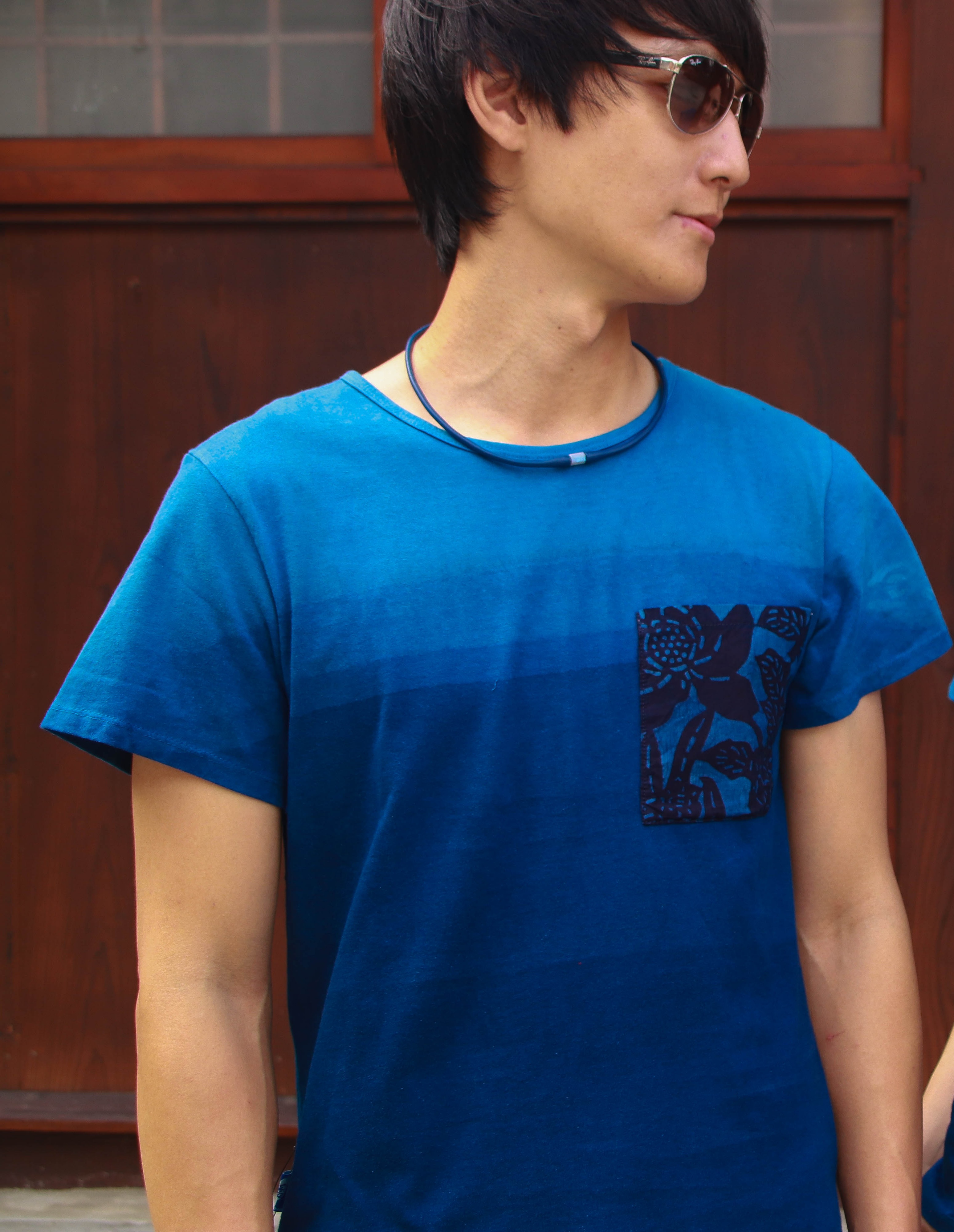 藍染漸層染型男上衣
