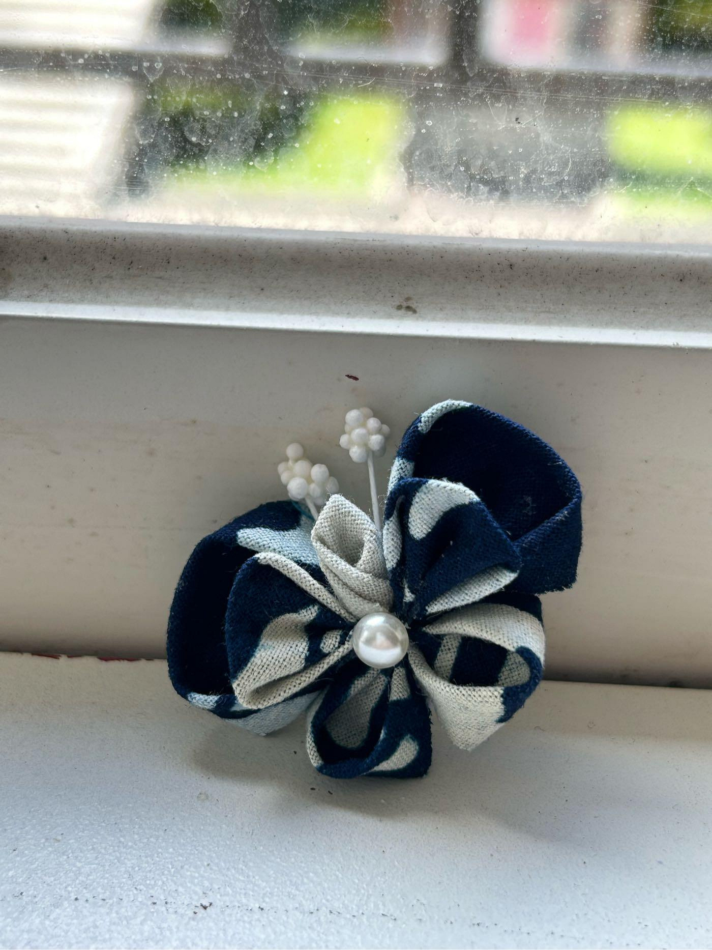 藍染蝴蝶つまみ花胸花/頭花（附紙盒紗網袋）淡水