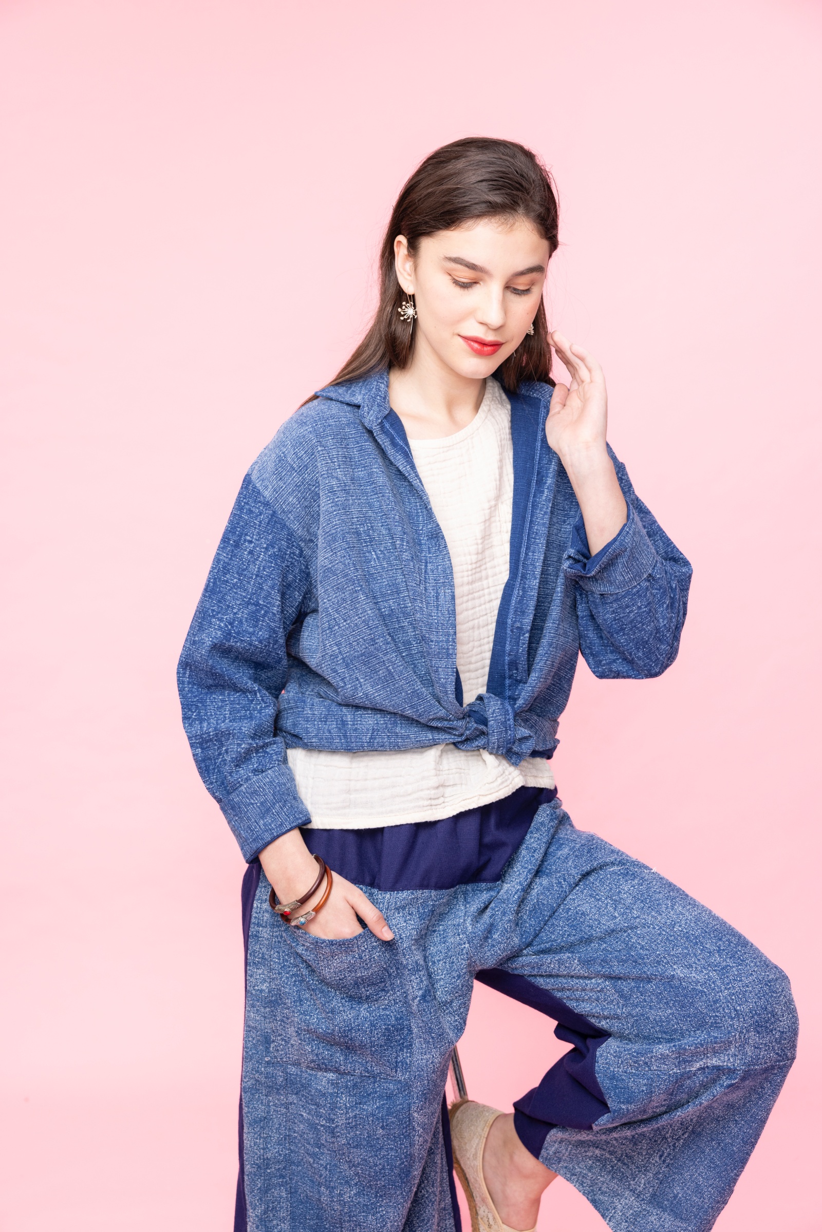 超防風藍染襯衫外罩衫Ｆ