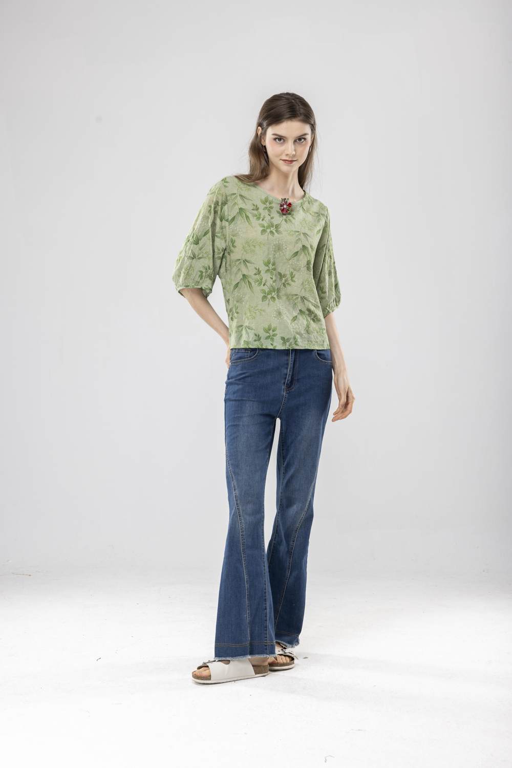 藍染喇叭牛仔褲~M最後一件