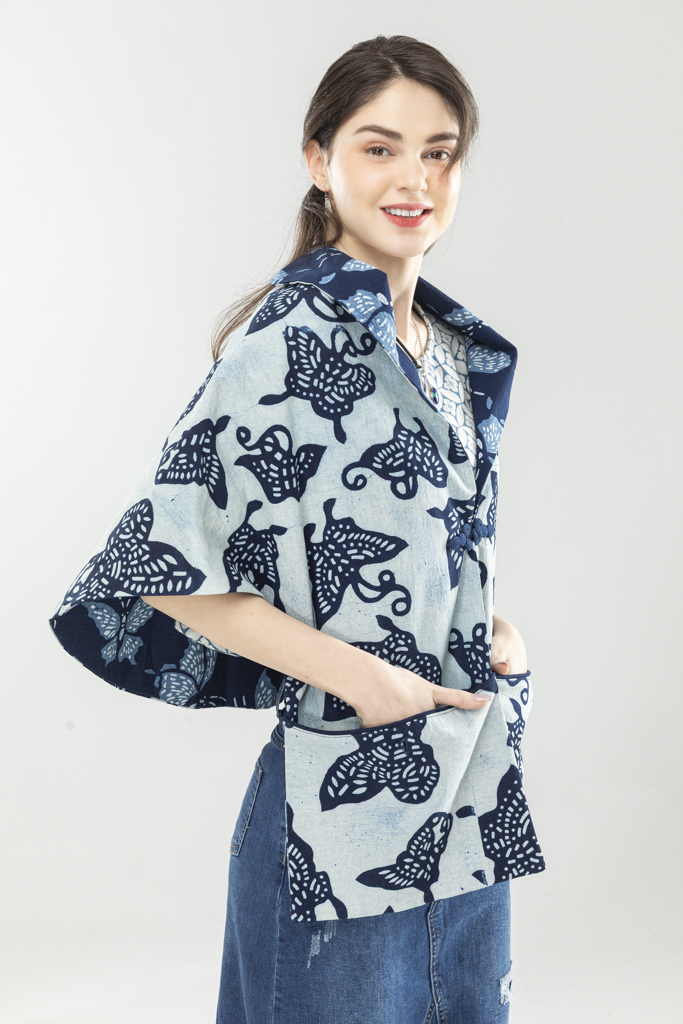 藍染雙面披肩（永樂