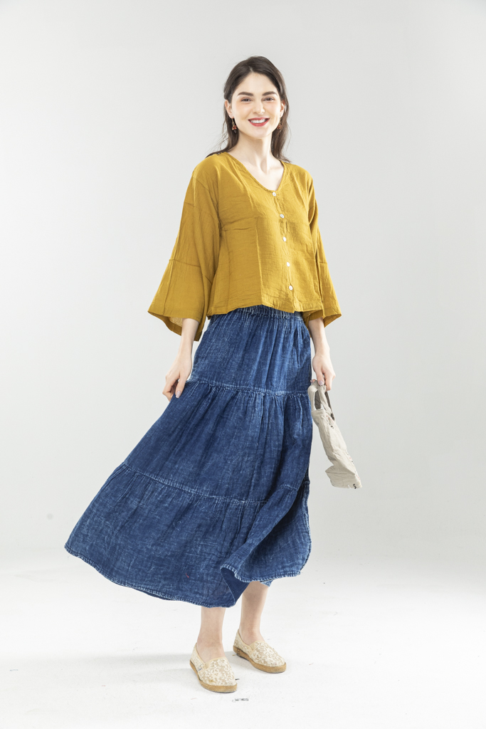 藍染魔術大圓裙～輕盈自在