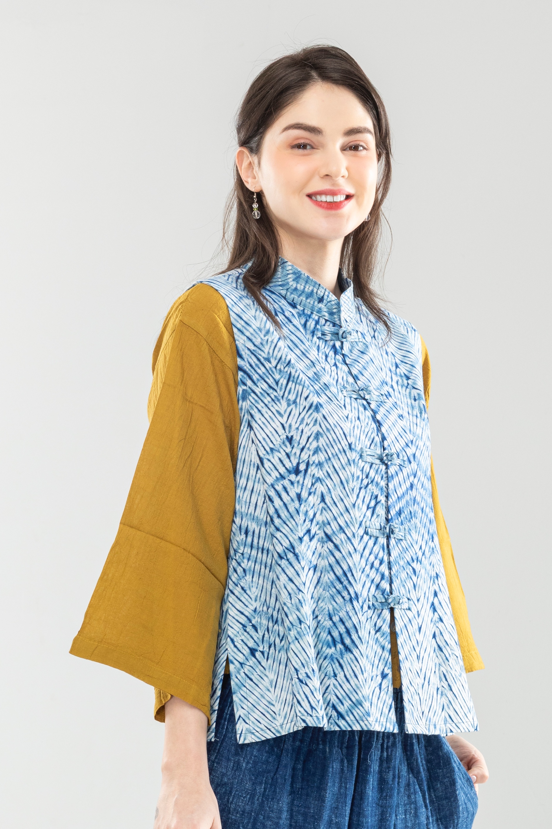 扎染立領背心馬甲