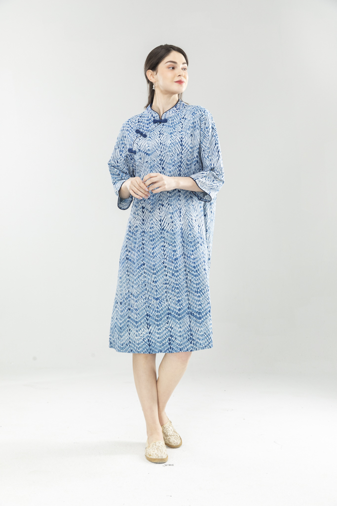 扎染斜襟旗袍～非物質遺產文化需預訂