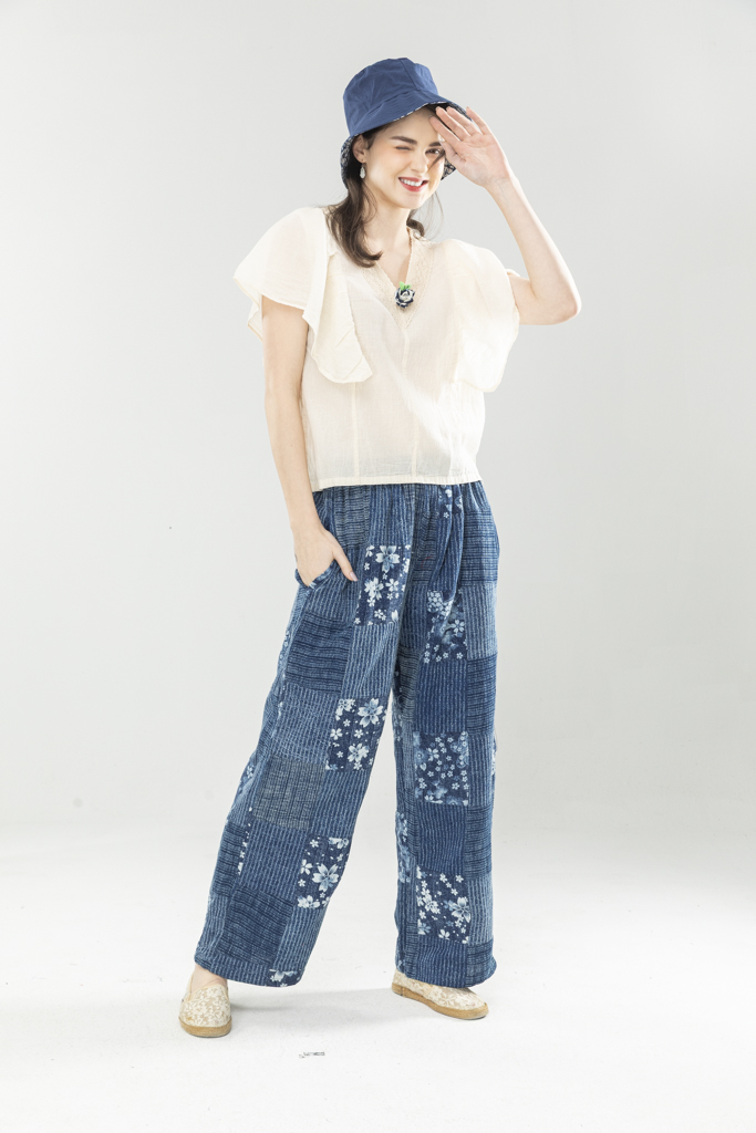 藍染拼布褲～Ｆ最後一件永樂