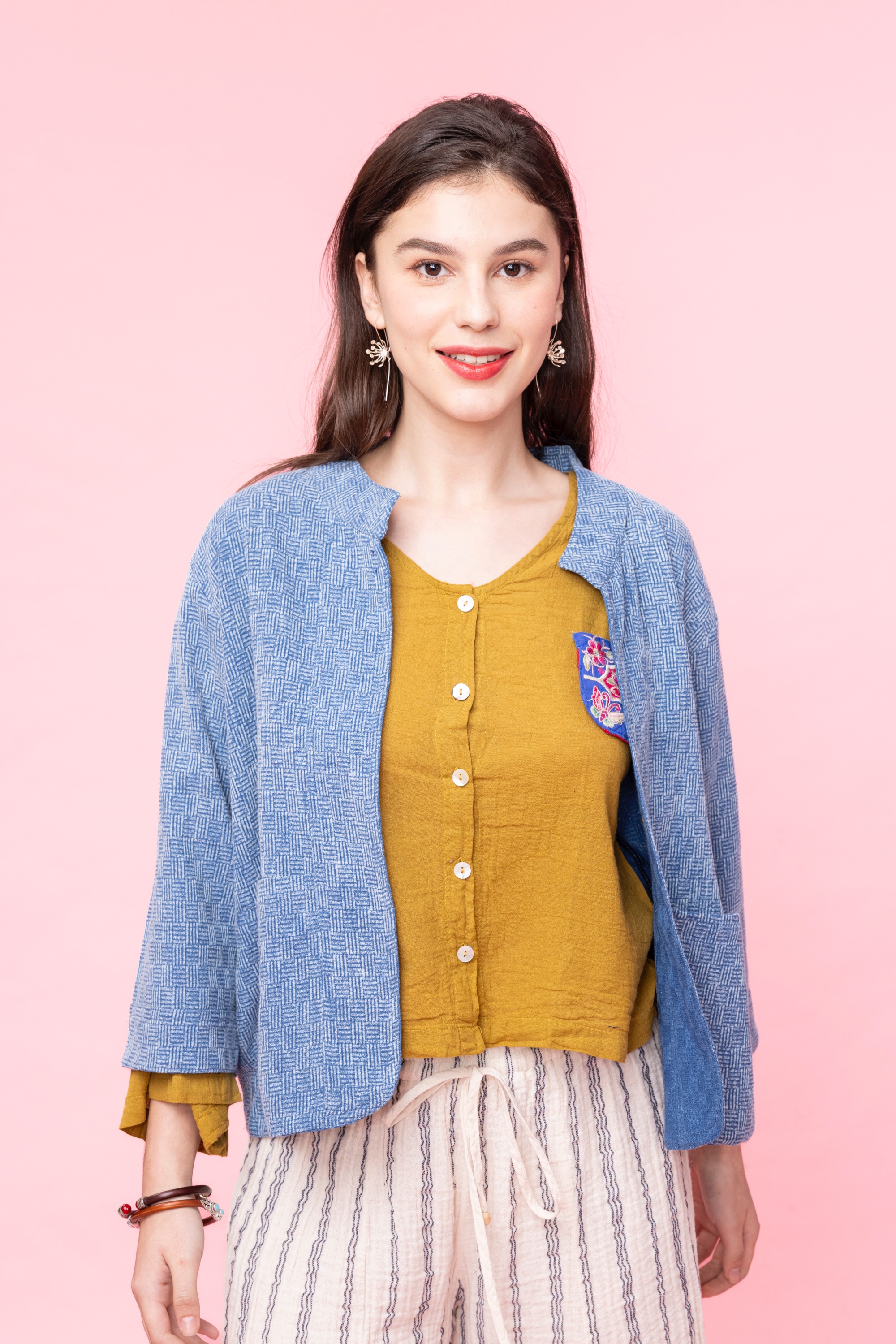 藍染淺色輕磅外套Ｆ永樂最後一件