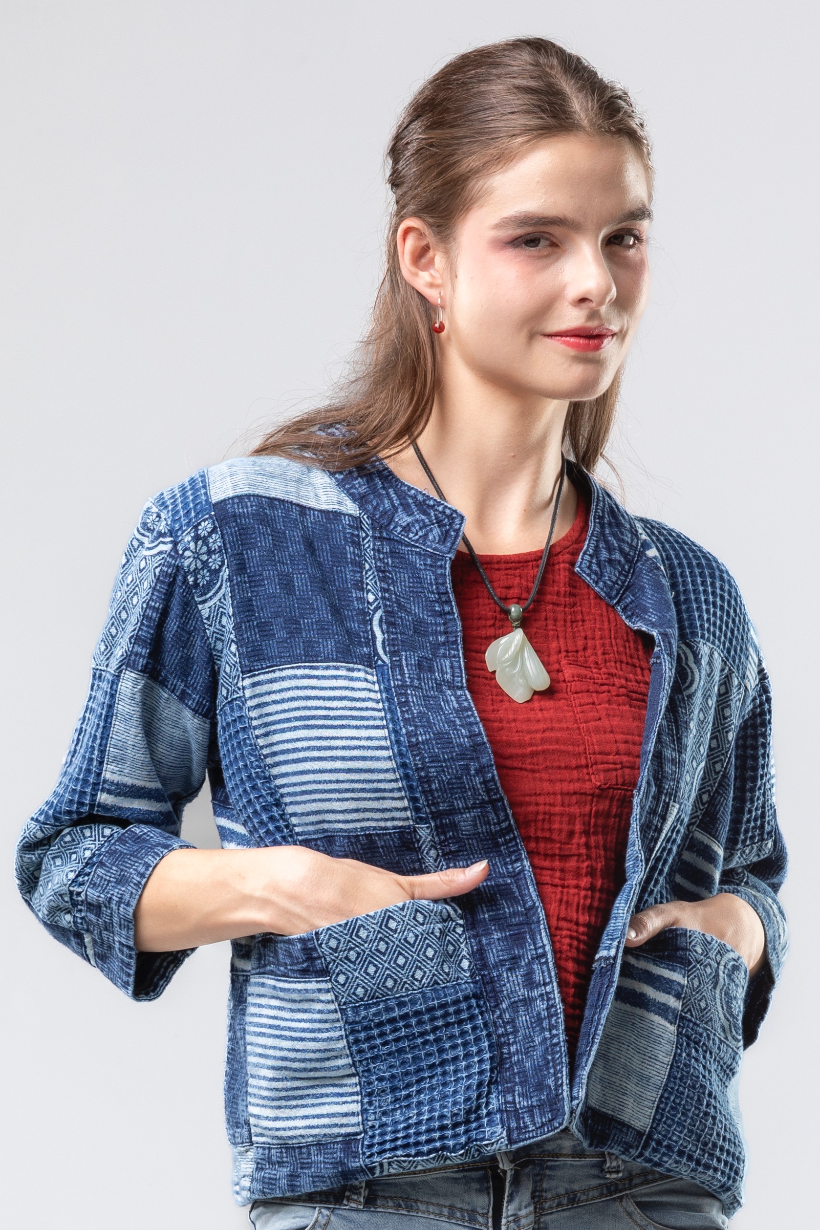 輕量藍染拼布外套