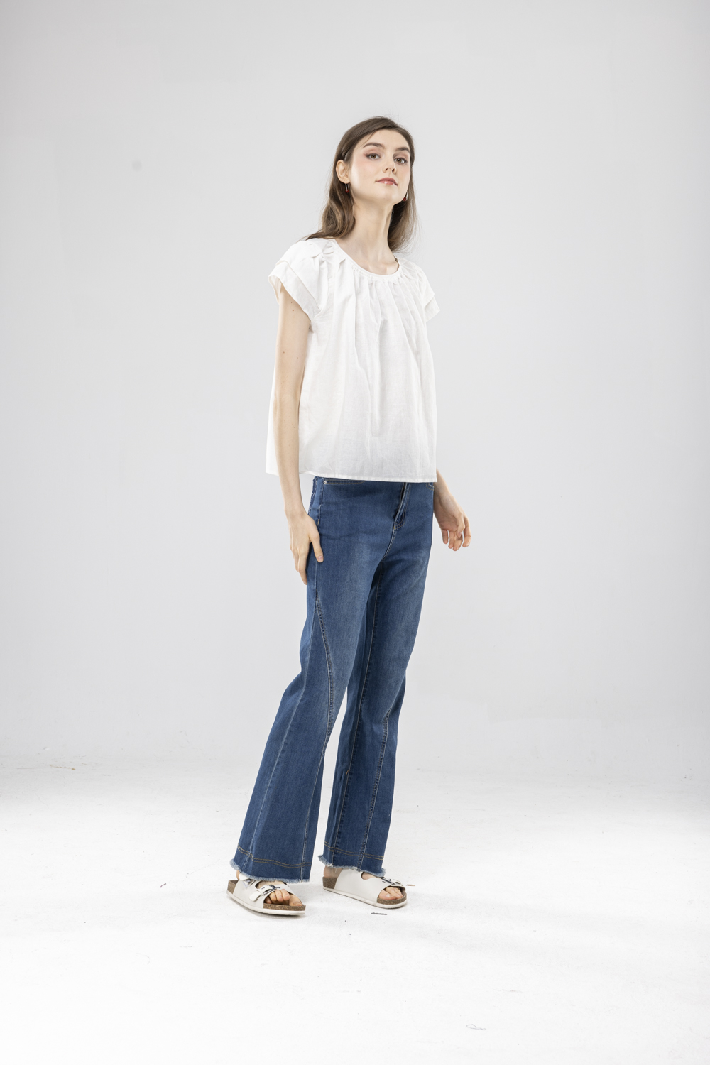 藍染喇叭牛仔褲M最後一件特價