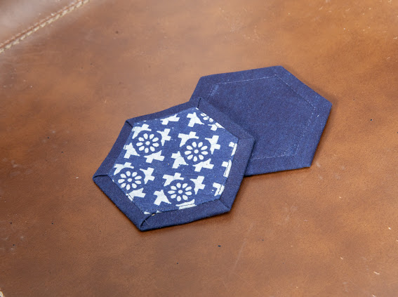 藍染六角形杯墊