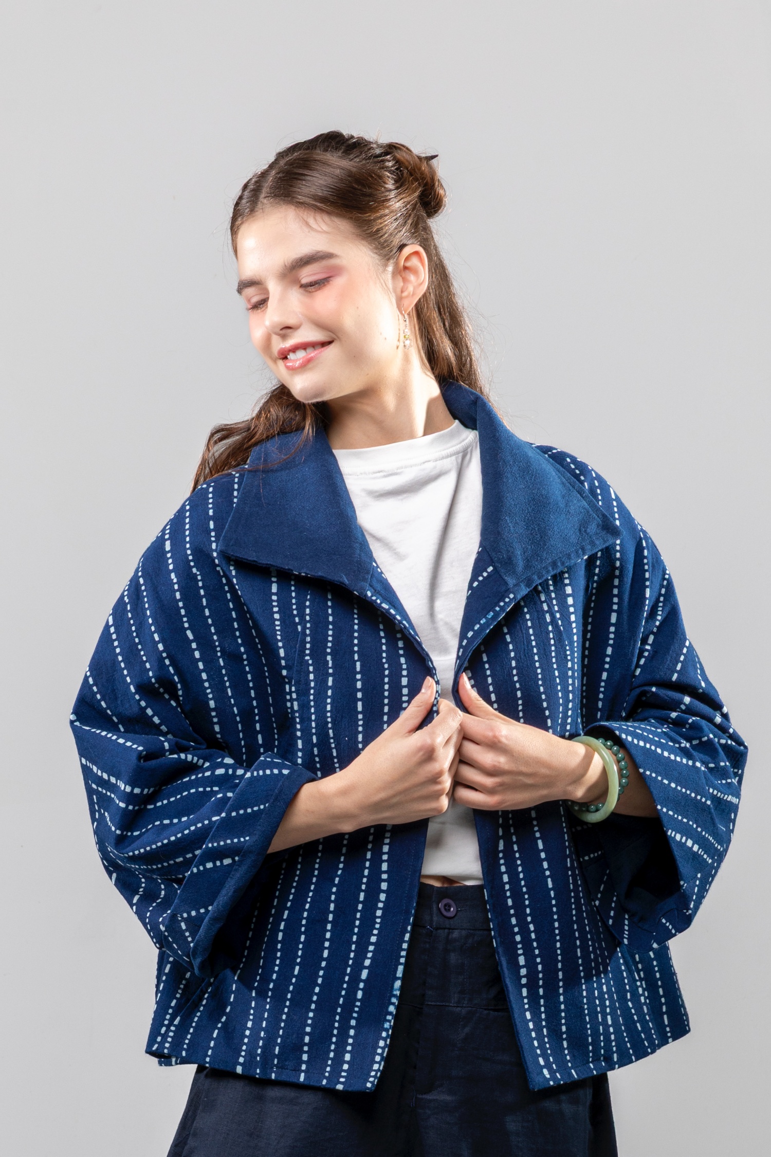 藍染樟樹紋大衣-三峽