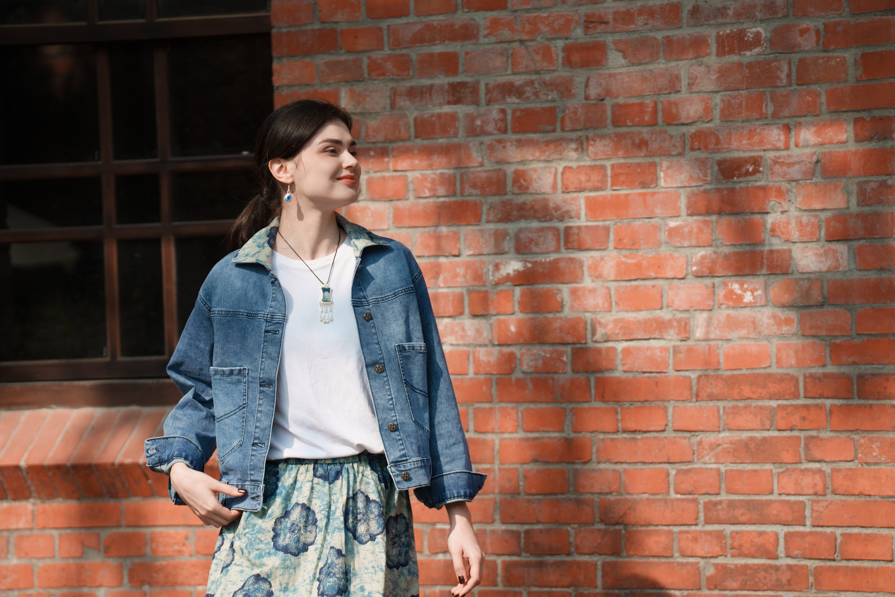 單寧藍花牛仔外套