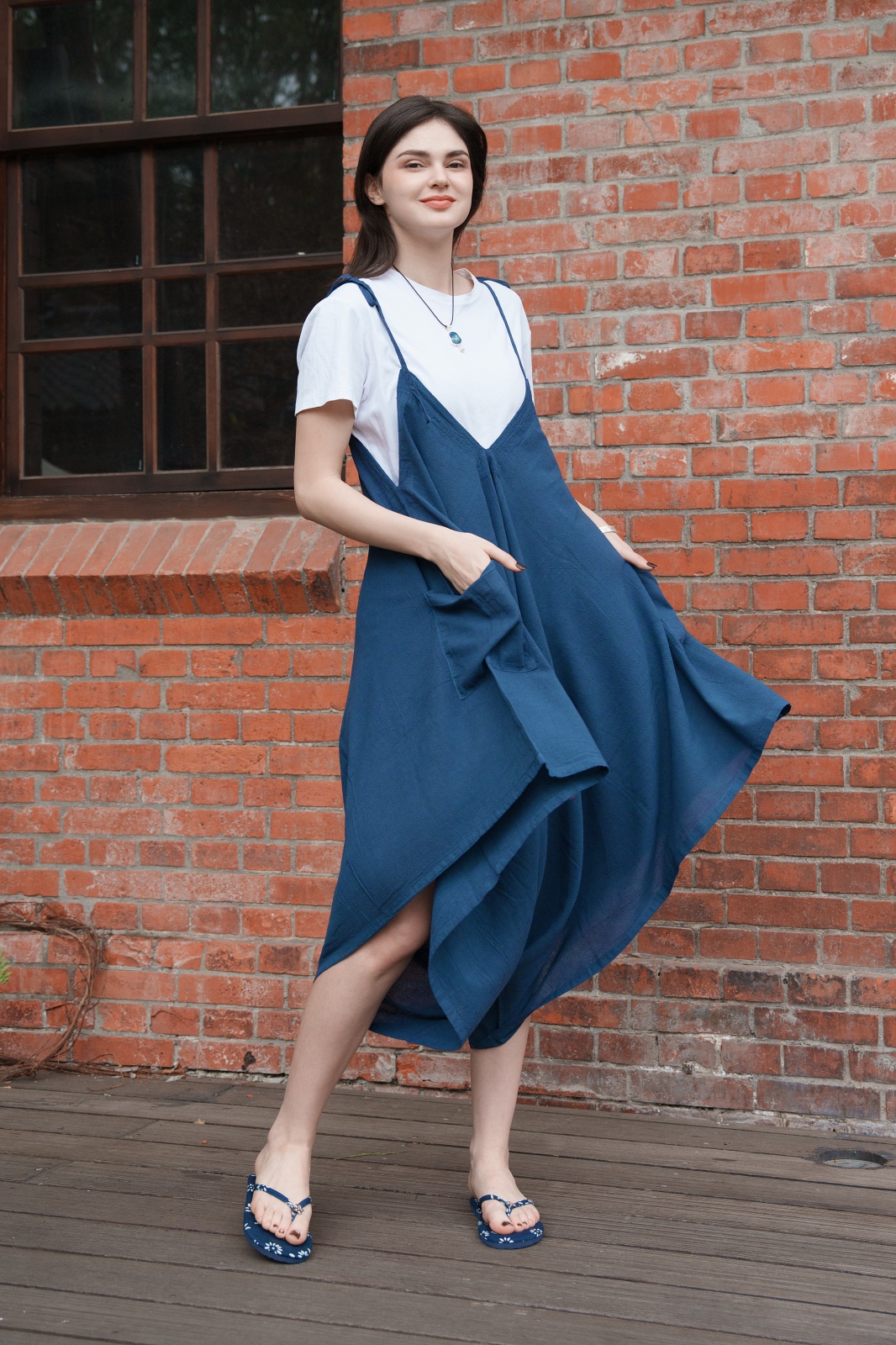 純棉藍背心裙～Ｆ