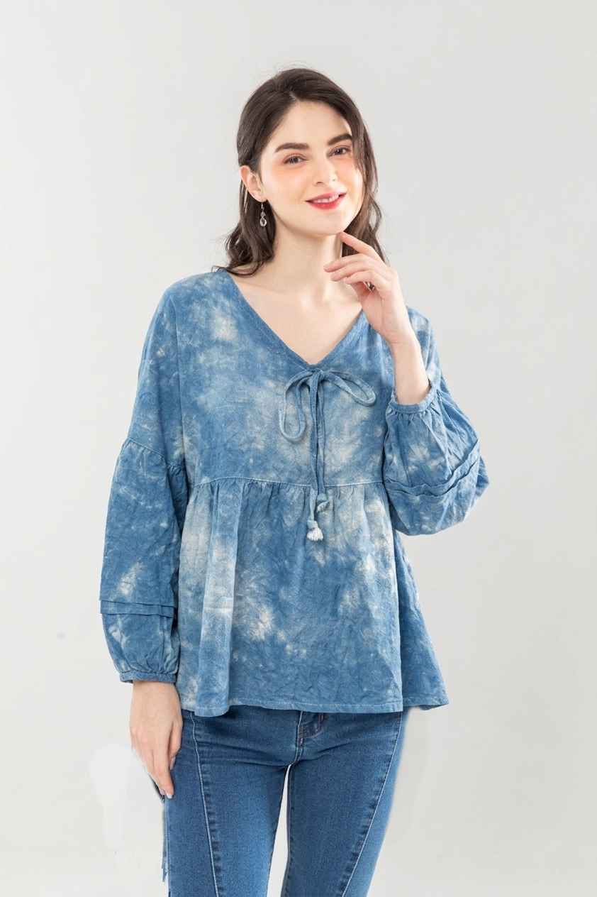 藍染亞麻上衣~F垂墜度佳